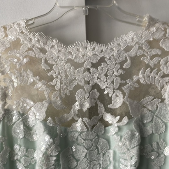 Tadashi Shoji Embroidered Lace Dress 6 mint green B7 - Picture 2 of 10